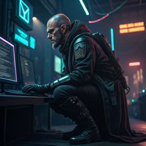 Cyberpunk Hacker with Slight Baldness