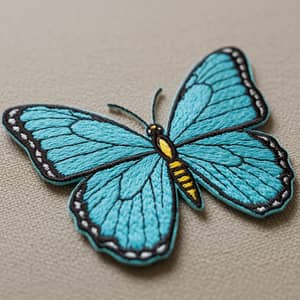 Cyan Butterfly Embroidered Patch - Beautiful Design