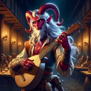 Fantasy-Inspired Tiefling Bard Digital Painting in Vibrant Setting