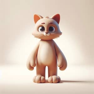 3D Cartoon Cat with Oversized Paws