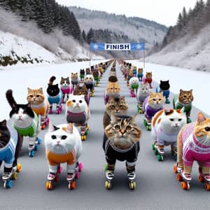 Cats in Snowsuits Roller Skating Fun