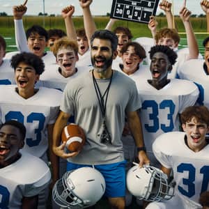 Diverse High School Football Team Celebrates Victory on Field