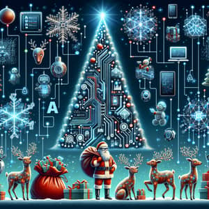 Digital Christmas Collage for AI and Data Company