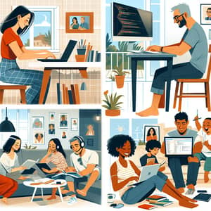 Diverse Work From Home Scenarios | Remote Work Comfort