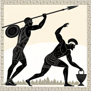 Greek Art Silhouette: Javelin Throw with a Shovel