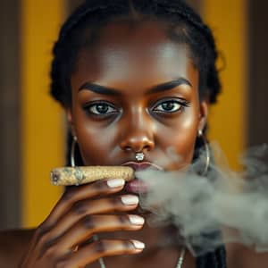 Stunning Black Female Smoking a Blunt