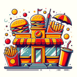 Vibrant Fast Food Restaurant | Orange, Red, Yellow Theme