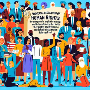 Cartoon Illustrating Article 28 of Universal Declaration of Human Rights