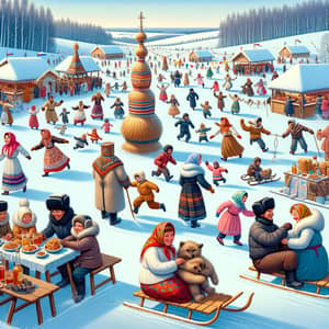 Russian Maslenitsa Festival - Joyful Celebration in Snowy Russia