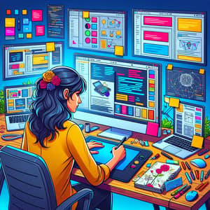 Professional Web Design Services: Vibrant Workstation Illustration