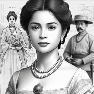 Historical Figure Woman in 19th-Century Philippine Clothing