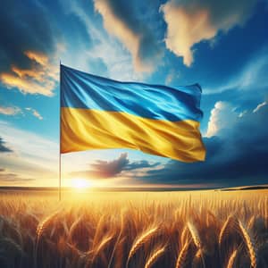 Ukrainian Flag Against Azure Sky - Vivid Imagery