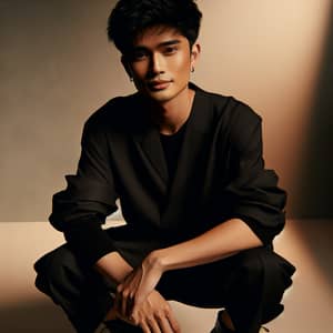 Stylish Portrait of Filipino Man: Introspective & Enigmatic