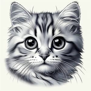 Adorable Domestic Cat with Lovely Round Eyes and Swirled Grey Fur