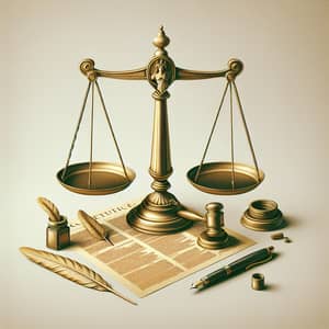 Gold Scale of Justice with Feather and Weight | Legal Website