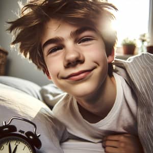 Teenage Boy Waking Up: Morning Routine Scene