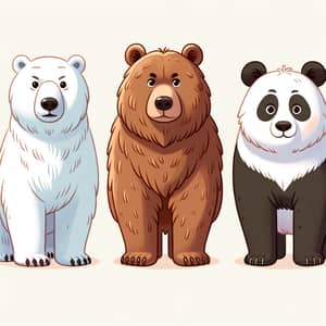 Polar Bear, Grizzly Bear & Panda Bear - Three Different Types of Bears