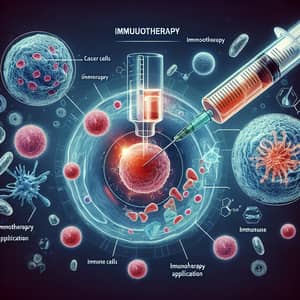 Immunotherapy Process Diagram with Cancer Cells and Immune Response