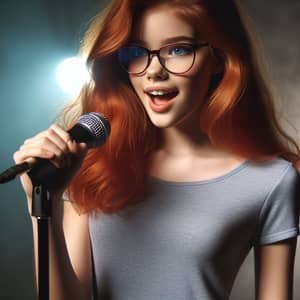 16-Year-Old Redhead Singing with Confidence