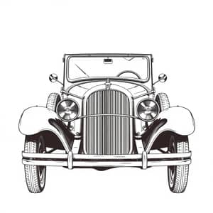 Stunning Black and White Antique Car Sketch