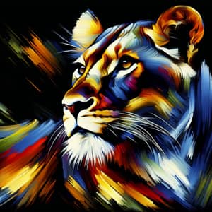 Fierce Lioness in Vibrant Wildlife Art