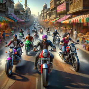 Indian Street Bike Driving Game | Diverse Riders Racing Through Bustling City