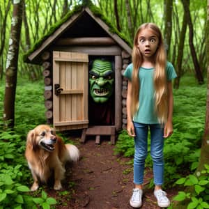 Girl with Dog in Enchanted Forest | Startling Ogre Encounter