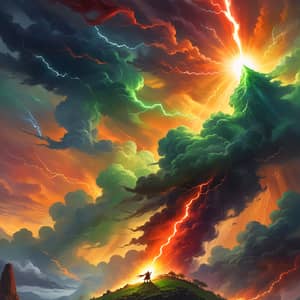 Epic Nature Painting with Thunder Sky