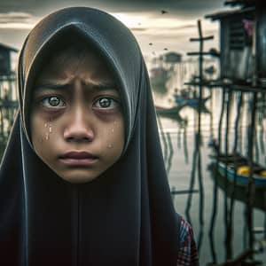 Young Malay Girl Without Hijab in Fisherman's Village