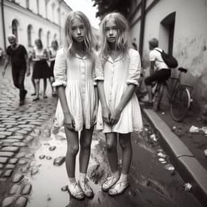 Vintage Street Photography: Candid Girls in White Dresses