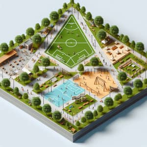 Vibrant Leisure Area with Relaxation Zone, Playground, and Mini-Football Field