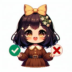 Adorable Anime-Style Little Girl Illustration | Joyful Decision-Making