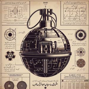 Vintage-Style Scientific Illustration of a Nuclear Bomb