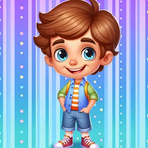 Cute Anime American Boy: Cheerful & Colorful Style