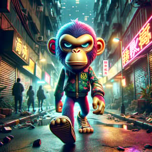 NFT Monkey in Urban Ghetto: Digital Art Stroll