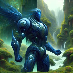 Majestic Blue Guardian in Verdant Natural Terrain