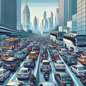 City Traffic Jam - Scenes of Frustration and Anticipation