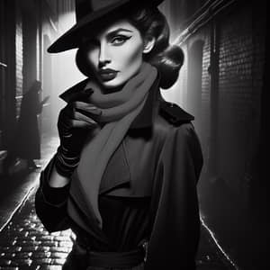 Mysterious Spy Woman in Noir Style Photography