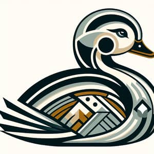 Art Deco Duck Illustration: Symmetrical Elegance & Streamlined Aesthetic