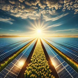 Vast Field of Gleaming Solar Panels under Clear Blue Sky