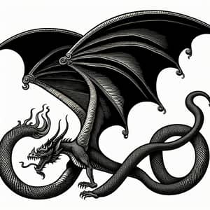 Legless Dragon with Large Wings - Mythical Serpent-like Creature