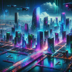 Futuristic Miami City View - Cyberpunk Urban Fantasy