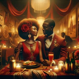 Romantic Valentine's Day Scene in African-inspired Restaurant