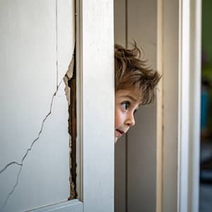 Cool Kid's Hairstyle Through the Door Crack