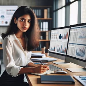 Professional Data Analyst in Action | South Asian Woman at Work