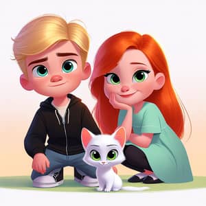 Disney Pixar Style: Redhead Boy & Blonde Girl