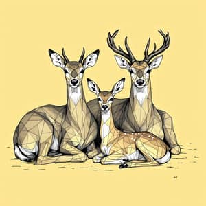 Geometric Polygonal Deer Art on Yellow Background