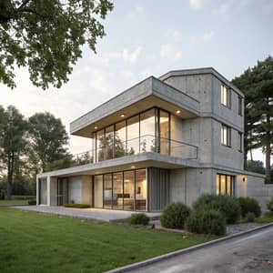 Octagon Double Storey Concrete Home Design