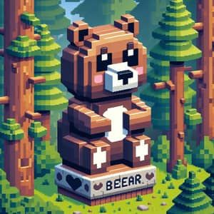 2D Pixelated Bear Totem | Unique Artwork