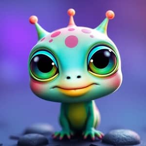 Adorable Alien Creature with Big Eyes and Colors